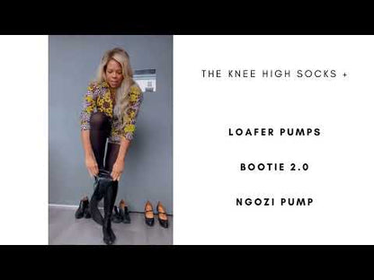 dr LIZA knee-high leather socks