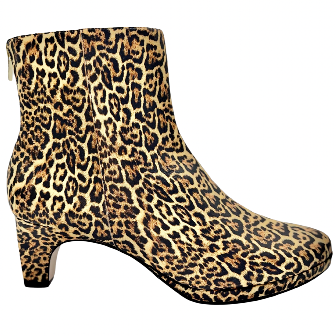 dr LIZA bootie LEOPARD PRINT leather heeled ankle booties with orthotic 8 Leopard