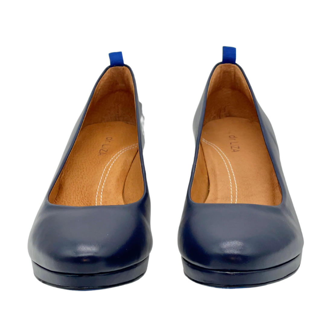 Navy sales leather pumps
