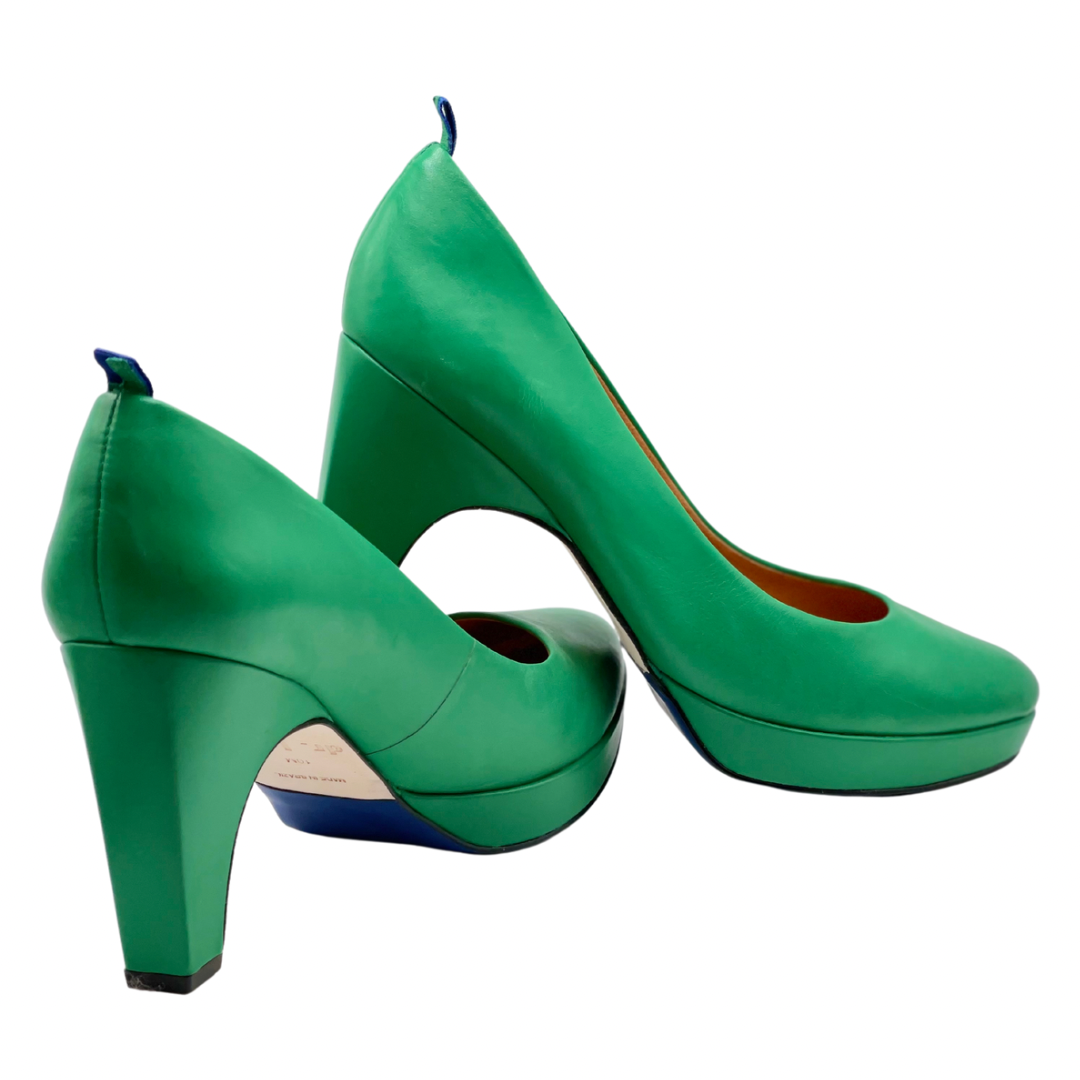 Emerald green chunky best sale heels